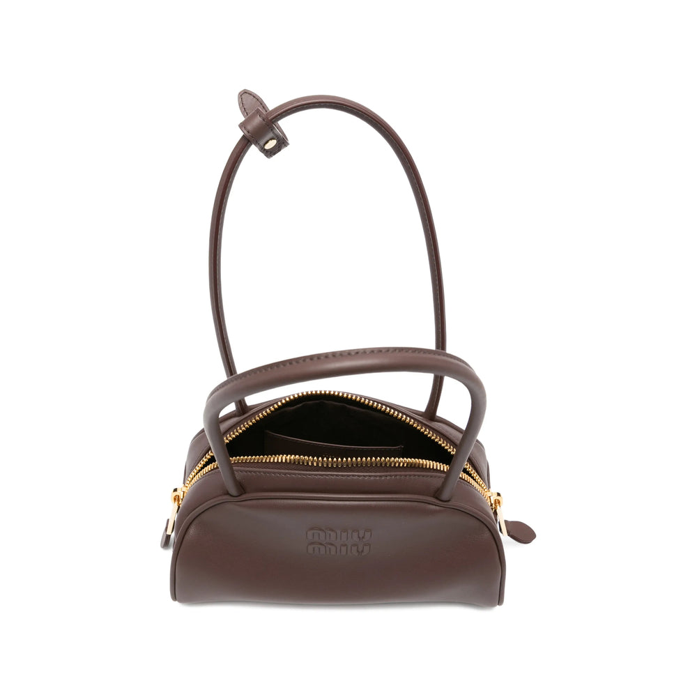 Miu Miu shoulder bag in brown calf leather — rear view | La Parisienne Qatar