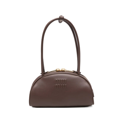 Miu Miu shoulder bag in brown calf leather — front view | La Parisienne Qatar
