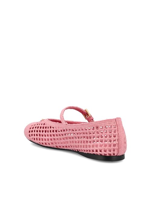 Prada crochet ballerina flats in pink — detail view | La Parisienne Qatar