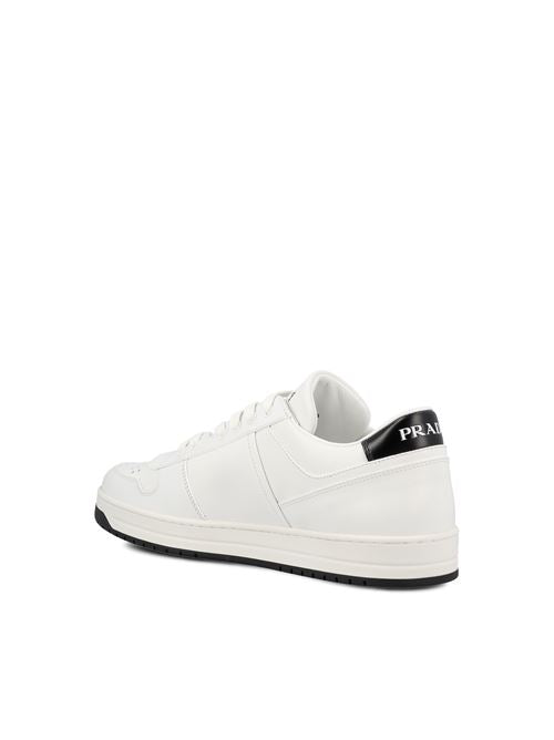 Prada Downtown sneakers in black and white calfskin — detail view | La Parisienne Qatar