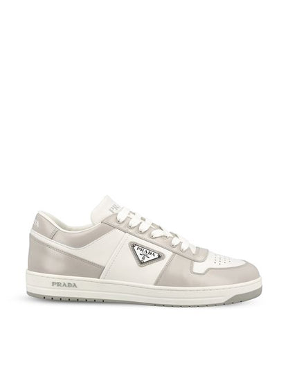 Prada Downtown sneakers in grey calfskin — front view | La Parisienne Qatar
