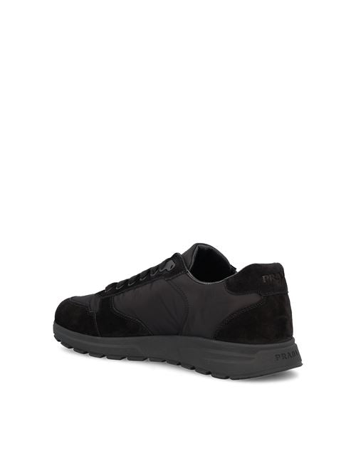 Prada Prax 20 sneakers in black Re-Nylon and suede — detail view | La Parisienne Qatar