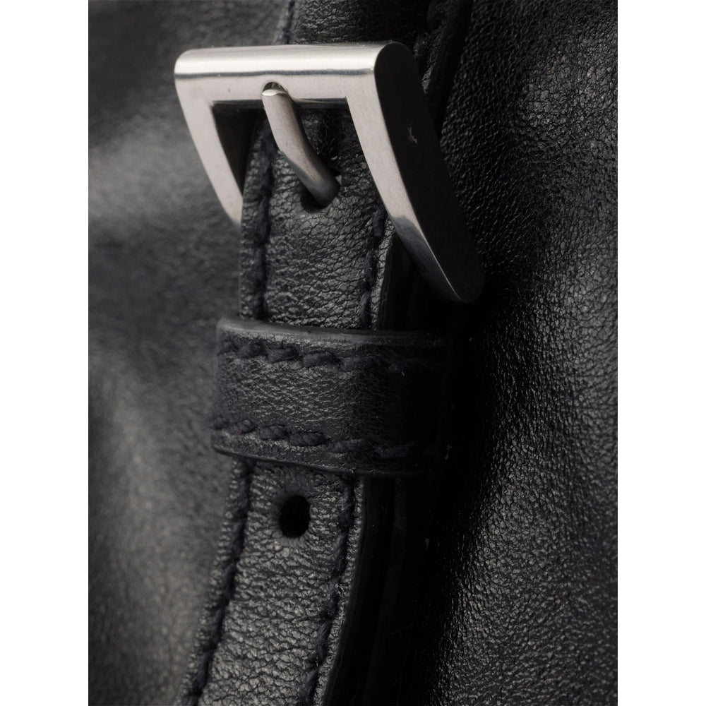Prada top-handle handbag in black calf leather — alternate angle | La Parisienne Qatar