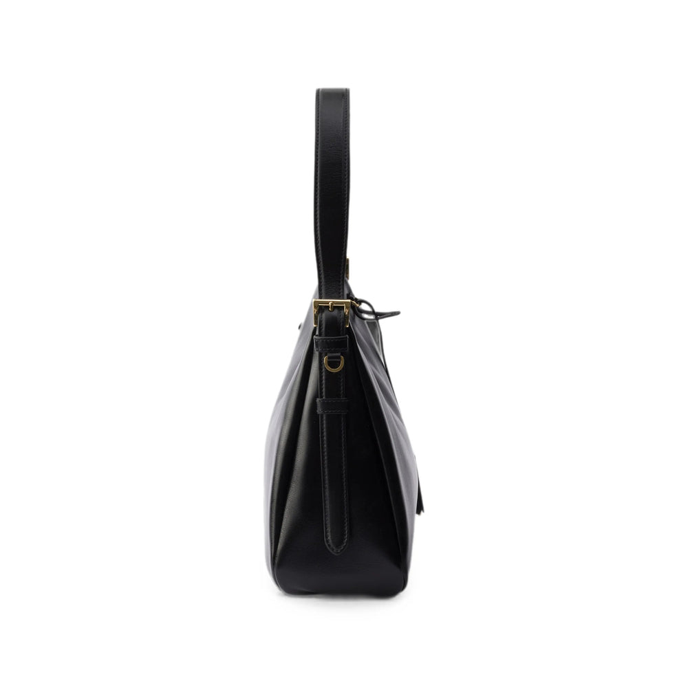 Prada shoulder bag in black calf leather — alternate angle | La Parisienne Qatar