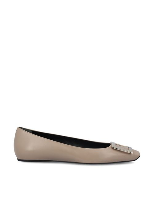 Roger Vivier buckle ballerinas in leather — front view | La Parisienne Qatar