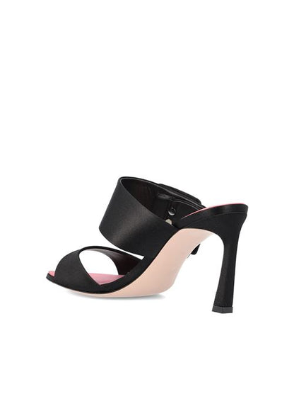 Roger Vivier crystal buckle satin pumps in black — detail view | La Parisienne Qatar