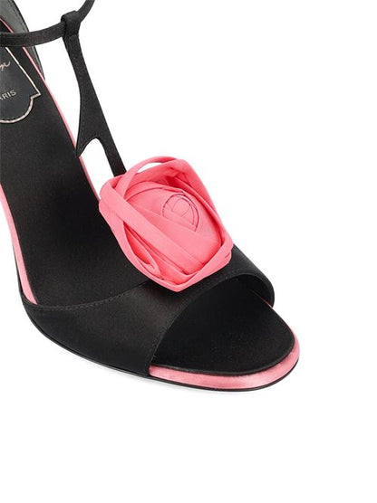 Roger Vivier Rose Vivier sandals in satin — rear view | La Parisienne Qatar