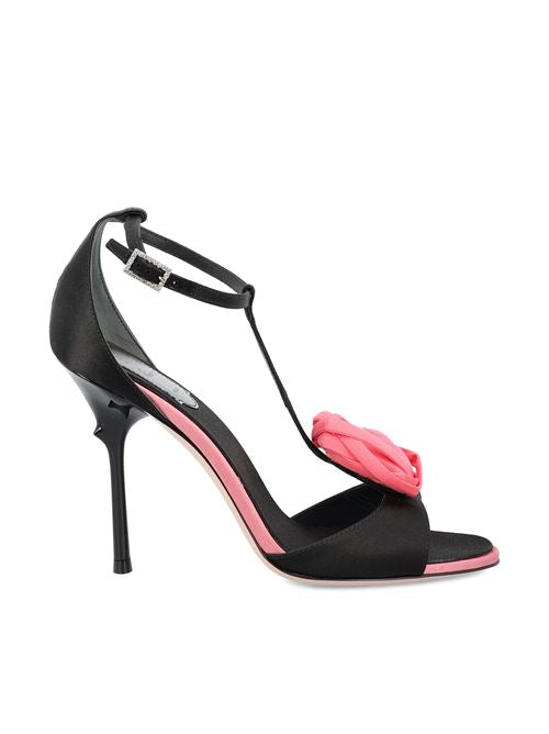 Roger Vivier Rose Vivier sandals in satin — front view | La Parisienne Qatar