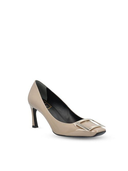 Roger Vivier Trompette pumps in beige patent leather — rear view | La Parisienne Qatar