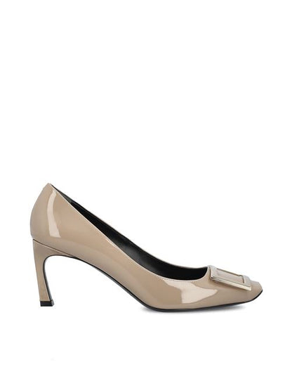 Roger Vivier Trompette pumps in beige patent leather — front view | La Parisienne Qatar