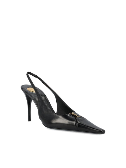 Saint Laurent Babylone Breteuil black slingback pump — detail view | La Parisienne Qatar
