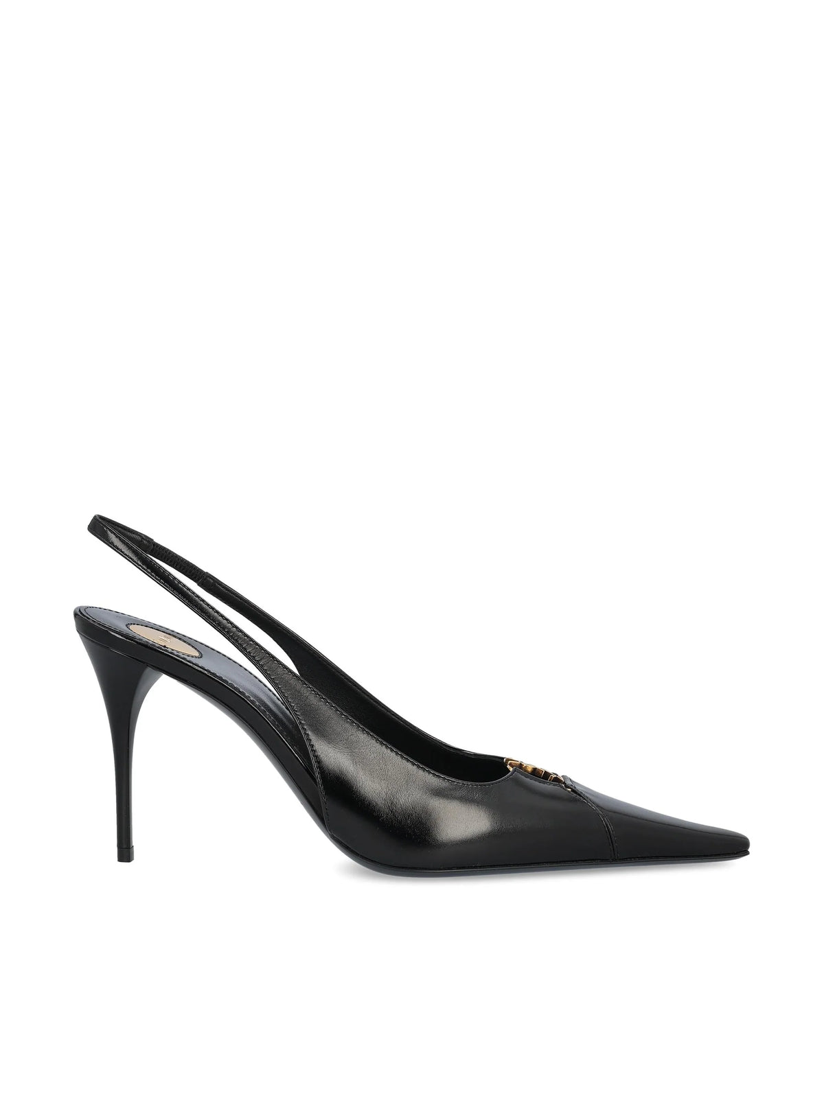 Saint Laurent Babylone Breteuil black slingback pump — front view | La Parisienne Qatar