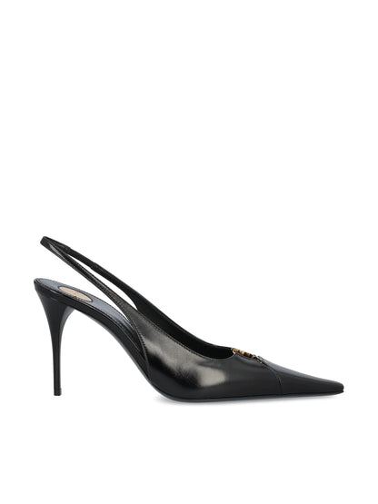 Saint Laurent Babylone Breteuil black slingback pump — front view | La Parisienne Qatar