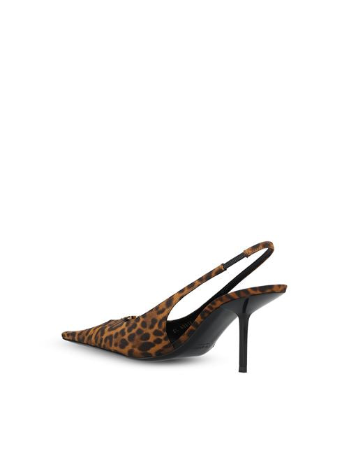 Saint Laurent Babylone Breteuil slingbacks in leopard grosgrain — detail view | La Parisienne Qatar