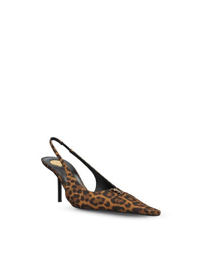 Saint Laurent Babylone Breteuil slingbacks in leopard grosgrain — rear view | La Parisienne Qatar