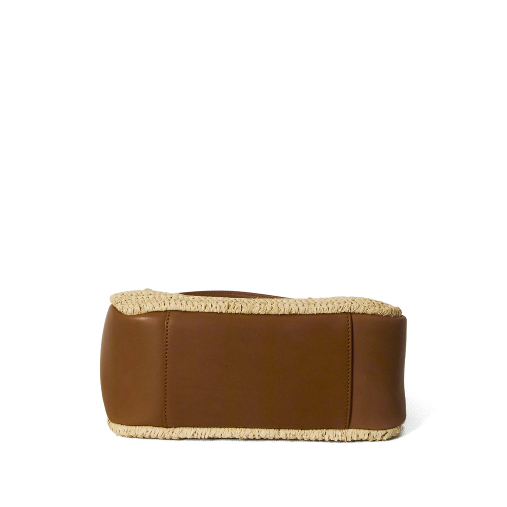 Saint Laurent bag in natural raffia and calf leather — detail view | La Parisienne Qatar