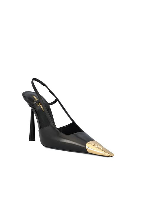 Saint Laurent Jeanne black lambskin pump — detail view | La Parisienne Qatar