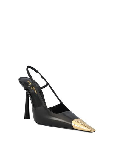 Saint Laurent Jeanne black lambskin pump — detail view | La Parisienne Qatar
