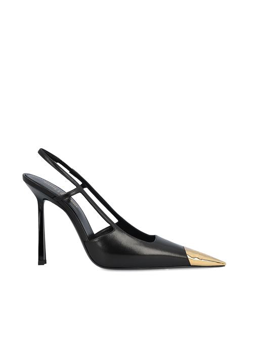 Saint Laurent Jeanne black lambskin pump — front view | La Parisienne Qatar
