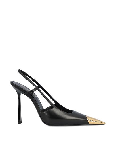 Saint Laurent Jeanne black lambskin pump — front view | La Parisienne Qatar