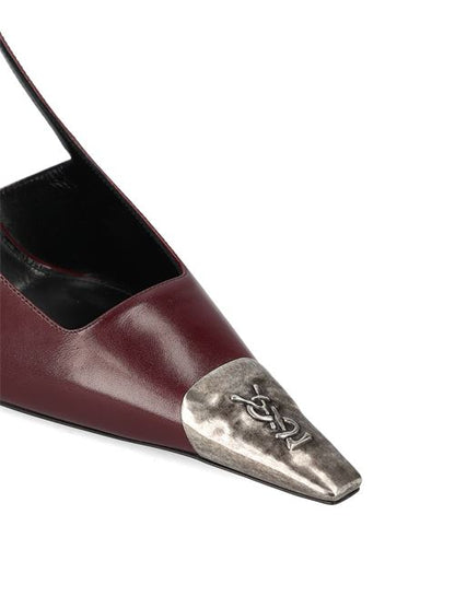 Saint Laurent Jeanne slingback pumps in red leather — side profile | La Parisienne Qatar