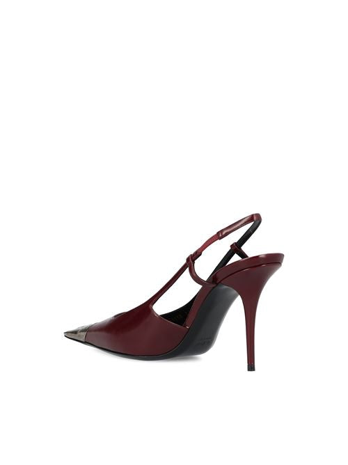 Saint Laurent Jeanne slingback pumps in red leather — detail view | La Parisienne Qatar