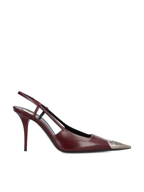 Saint Laurent Jeanne slingback pumps in red leather — front view | La Parisienne Qatar