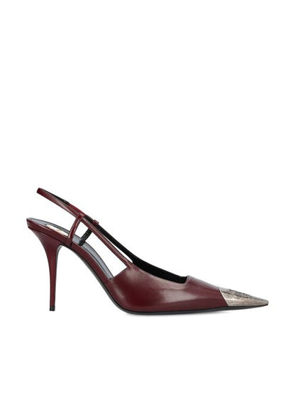 Saint Laurent Jeanne slingback pumps in red leather — front view | La Parisienne Qatar