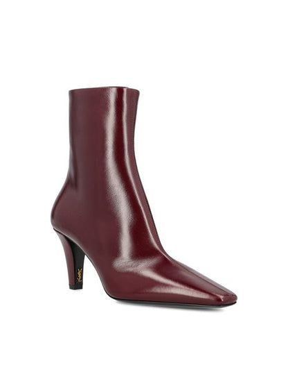 Saint Laurent Jill ankle boots in red calfskin — rear view | La Parisienne Qatar