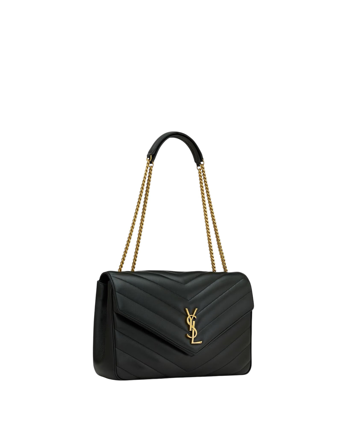 Saint Laurent Loulou Large chain bag in matelassé lambskin — side profile | La Parisienne Qatar