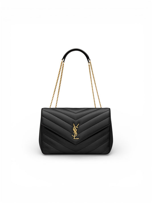 Saint Laurent Loulou Large chain bag in matelassé lambskin — front view | La Parisienne Qatar