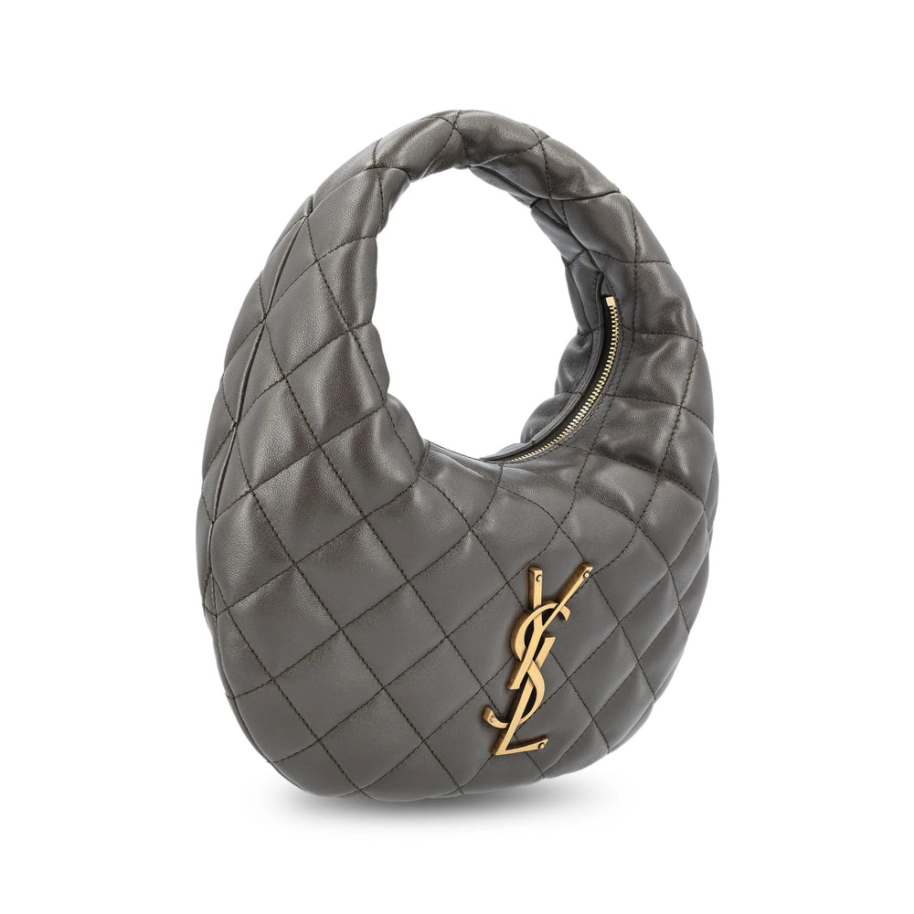 Saint Laurent shoulder bag in grey lambskin — side profile | La Parisienne Qatar