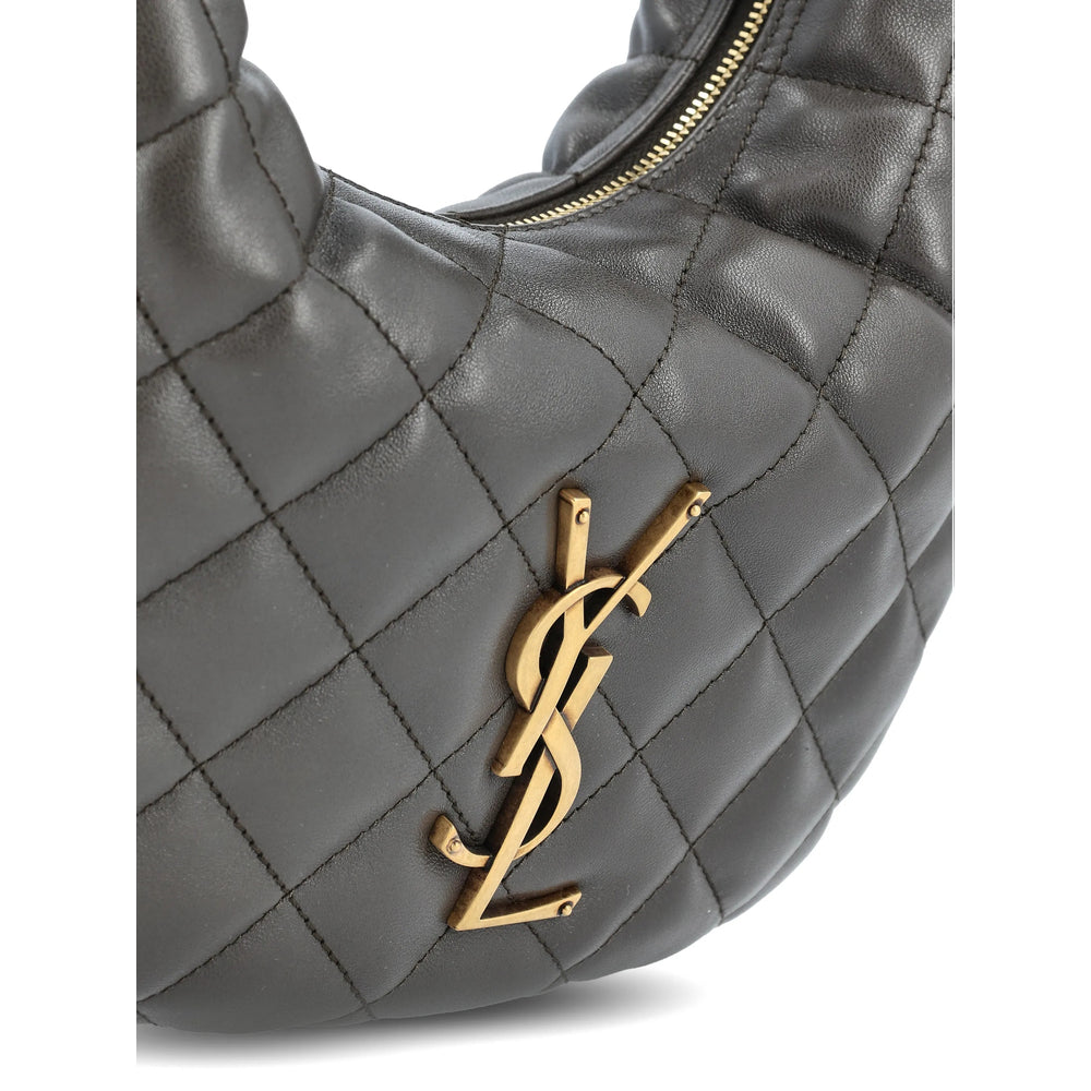 Saint Laurent shoulder bag in grey lambskin — detail view | La Parisienne Qatar