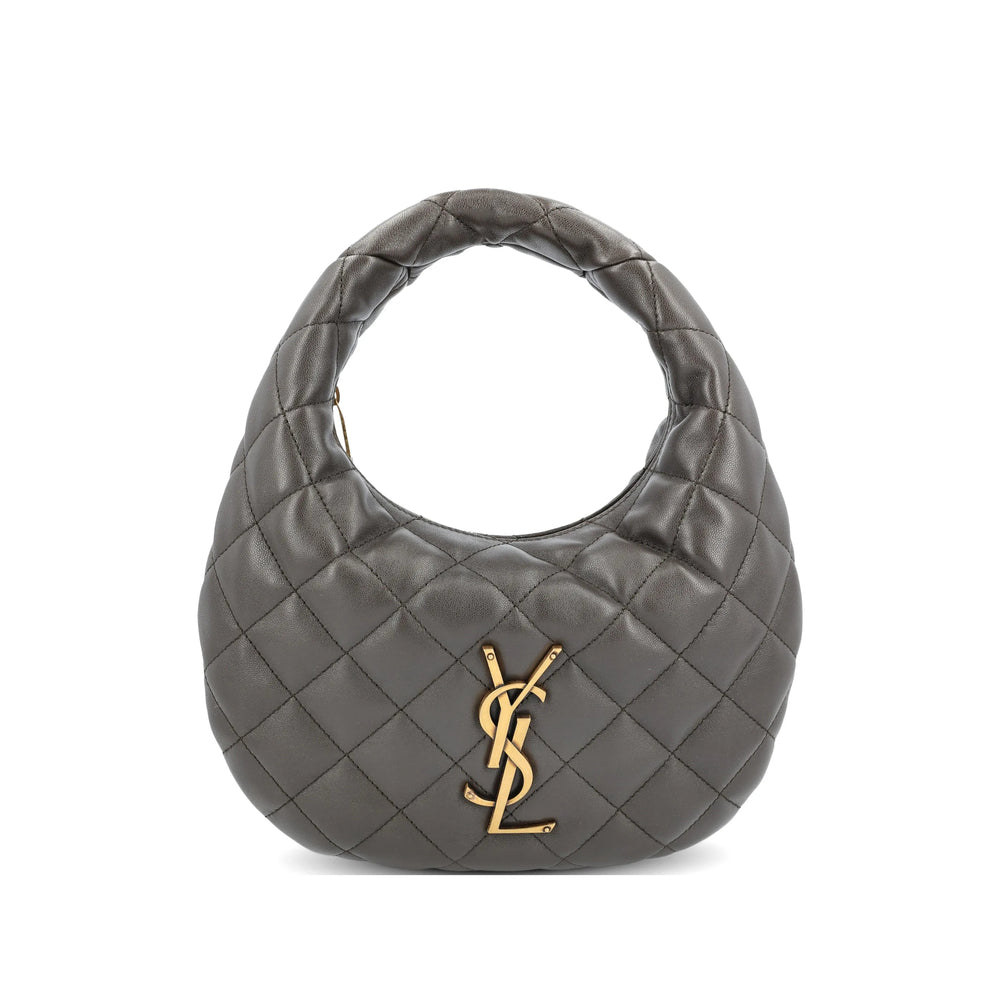 Saint Laurent shoulder bag in grey lambskin — front view | La Parisienne Qatar