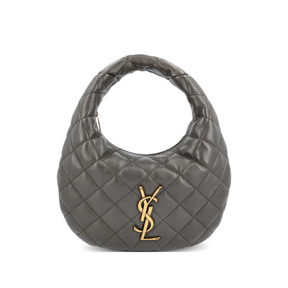 Saint Laurent shoulder bag in grey lambskin — front view | La Parisienne Qatar