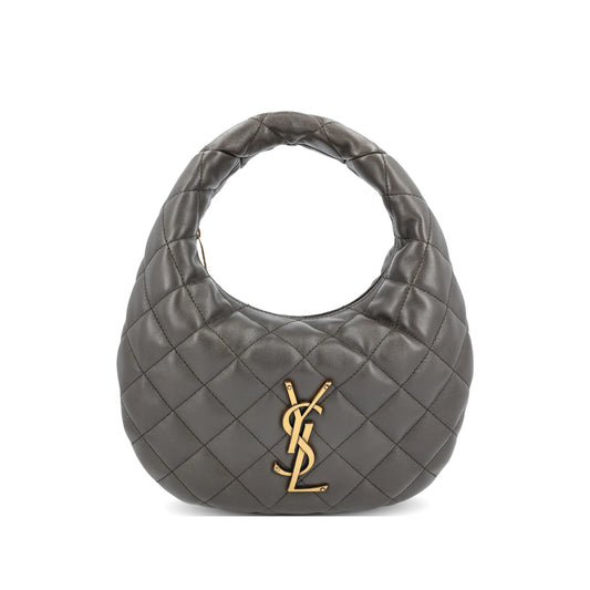 Saint Laurent shoulder bag in grey lambskin — front view | La Parisienne Qatar