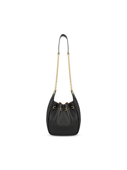 Saint Laurent Supple black leather bucket bag — detail view | La Parisienne Qatar