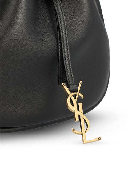 Saint Laurent Supple black leather bucket bag — rear view | La Parisienne Qatar