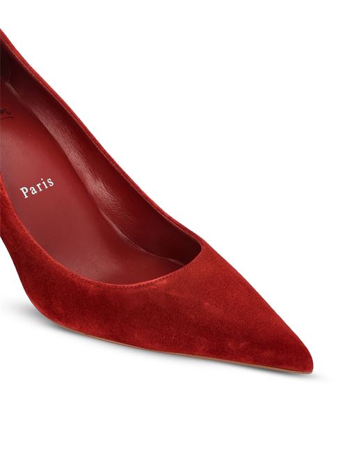 حذاء بكعب من Christian Louboutin، جلد سويدي أحمر