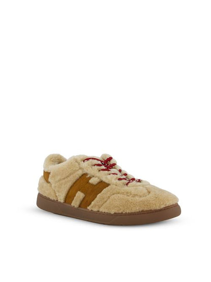 حذاء رياضي Cool من Hogan، فرو خروف ونوبوك بني