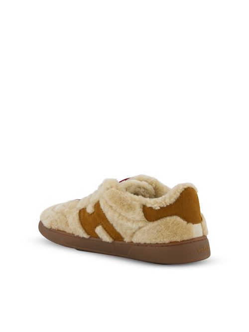 حذاء رياضي Cool من Hogan، فرو خروف ونوبوك بني