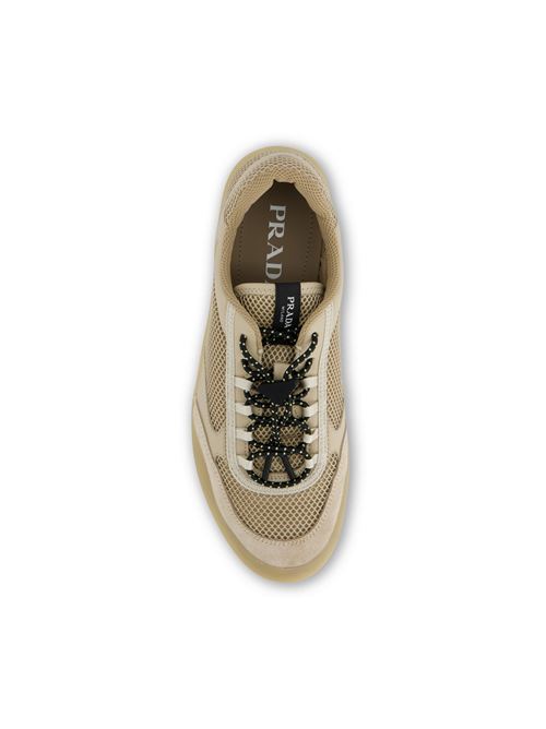 حذاء رياضي Speedrock من Prada، قماش شبكي وجلد بلون صحراوي