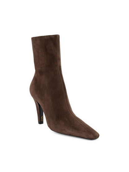 بوت كاحل Jill من Saint Laurent، جلد عجل سويدي بني