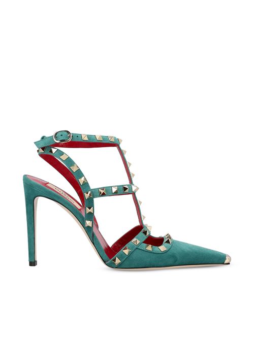 حذاء بكعب Valentino Garavani Rockstud، شامواه أخضر