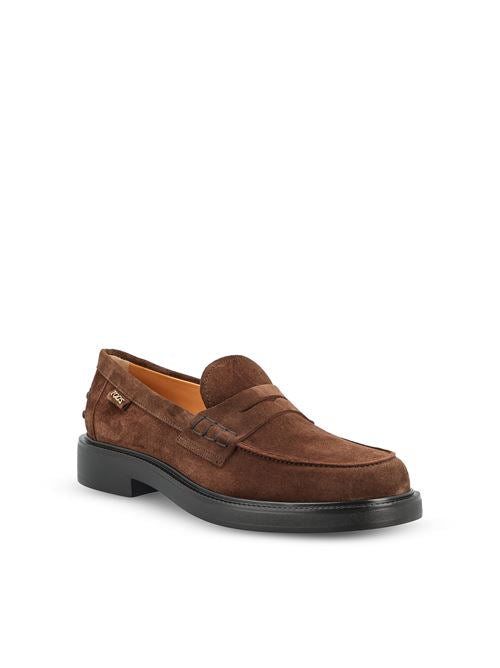 Tod's Gommino driving shoes in brown suede — rear view | La Parisienne Qatar