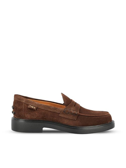 Tod's Gommino driving shoes in brown suede — front view | La Parisienne Qatar
