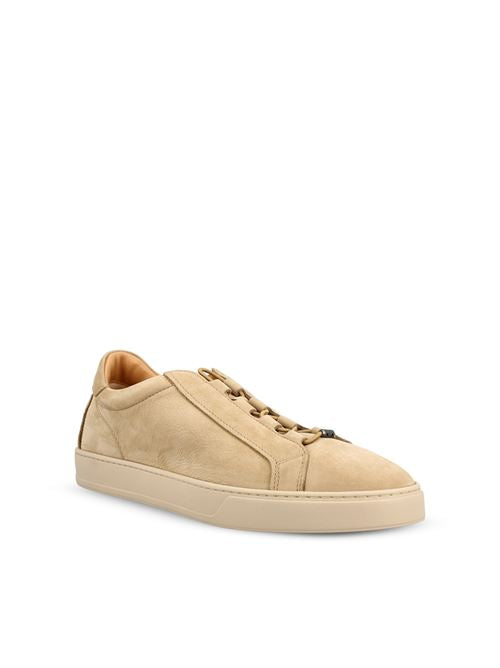 Tod's suede sneakers in beige nubuck calfskin — rear view | La Parisienne Qatar