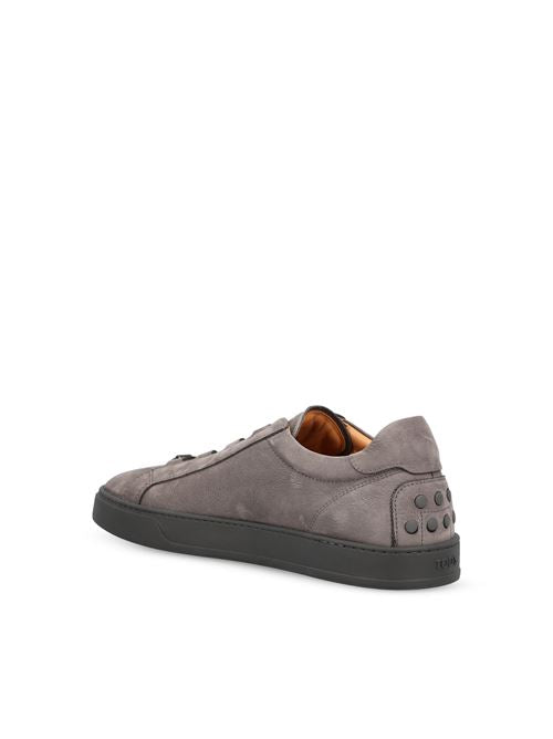 Tod's suede sneakers in grey nubuck calfskin — detail view | La Parisienne Qatar