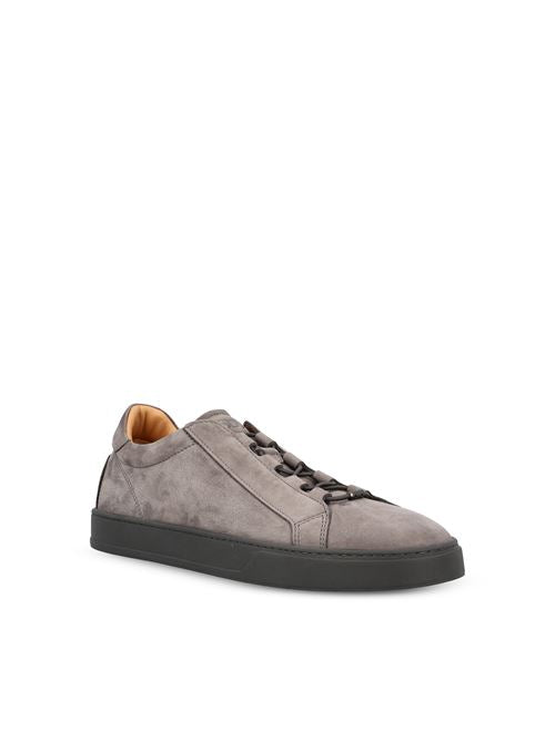 Tod's suede sneakers in grey nubuck calfskin — rear view | La Parisienne Qatar