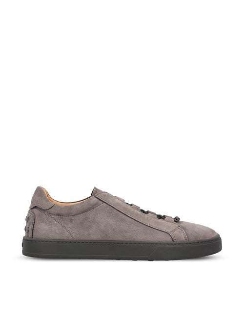 Tod's suede sneakers in grey nubuck calfskin — front view | La Parisienne Qatar
